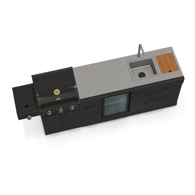 GRLLR Connect 3-Burner Gas BBQ Modular Outdoor Kitchen – Luxury Garden Cooking & Patio Kitchen System