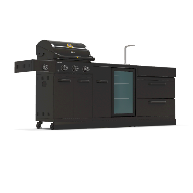 GRLLR Connect 3-Burner Gas BBQ Modular Outdoor Kitchen – Luxury Garden Cooking & Patio Kitchen System