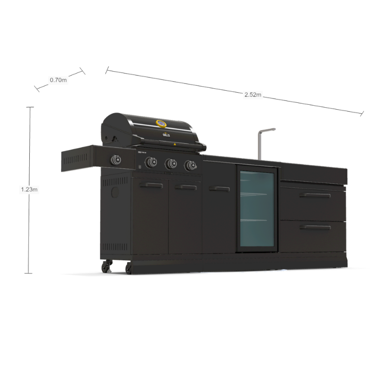 GRLLR Connect 3-Burner Gas BBQ Modular Outdoor Kitchen – Luxury Garden Cooking & Patio Kitchen System