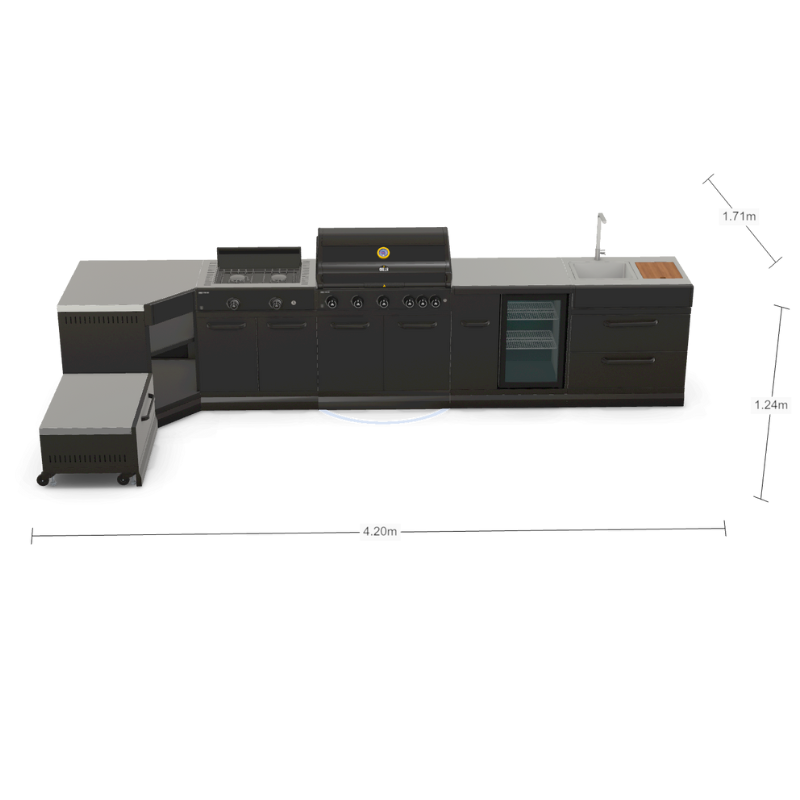 GRLLR Connect Modular Outdoor Kitchen – 5-Burner BBQ, Stove, Kamado, Sink, Fridge & Cooling Unit
