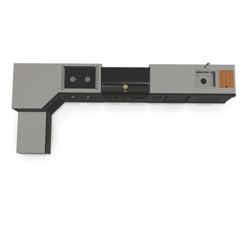 GRLLR Connect Modular Outdoor Kitchen – 5-Burner BBQ, Stove, Kamado, Sink, Fridge & Cooling Unit