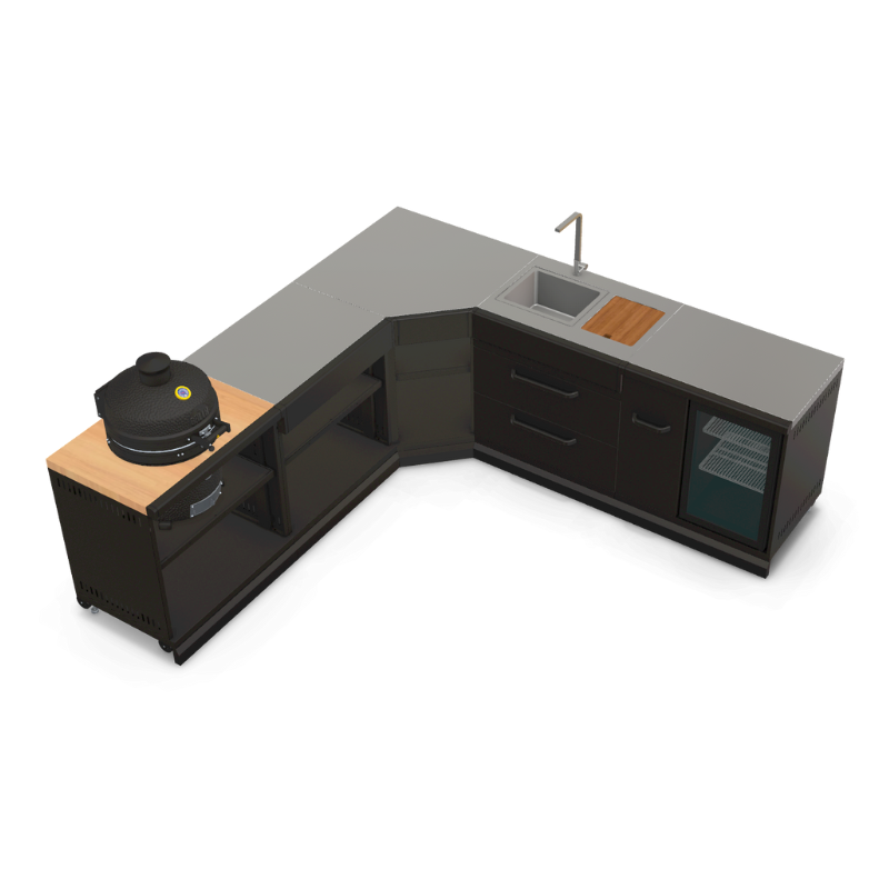 GRLLR Connect Modular Outdoor Kitchen – Kamado Grill, Sink, Expansion, Corner & Fridge Units for Premium Outdoor Cooking