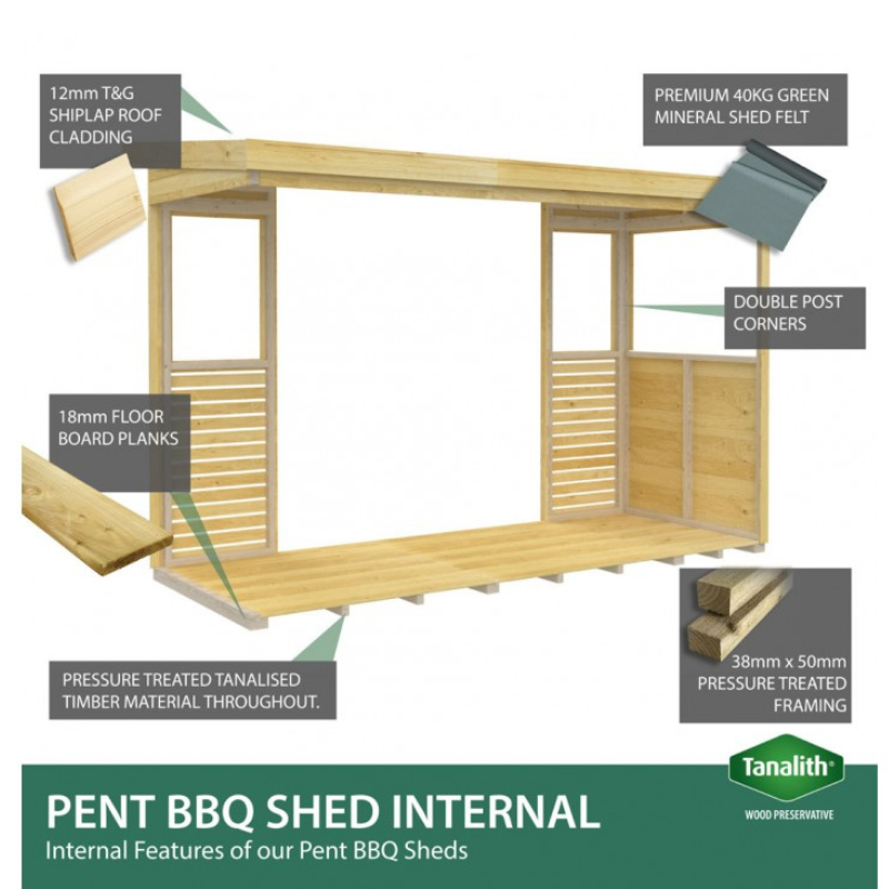 Winston Timber 8ft x 6ft BBQ Shelter for Garden Cooking and Outdoor Dining