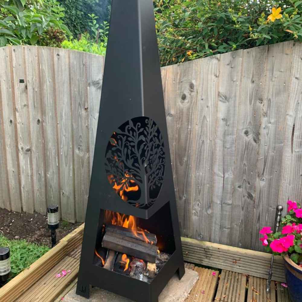 Weather It Tree of Life Wood-Burning Chiminea
