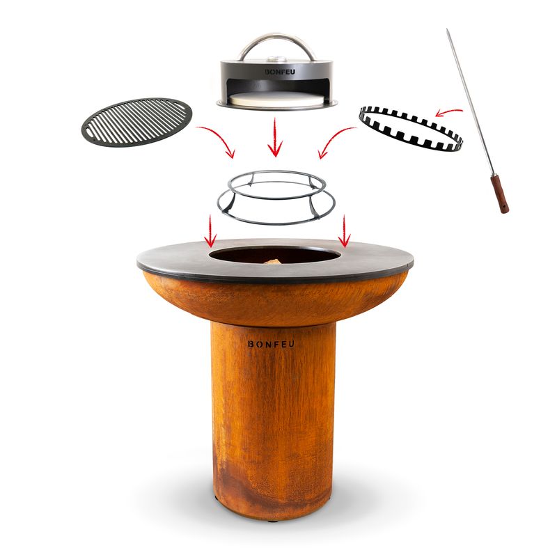 BonFeu, BonBiza XL, Fire Bowl & BBQ Plancha, Rusty Brown