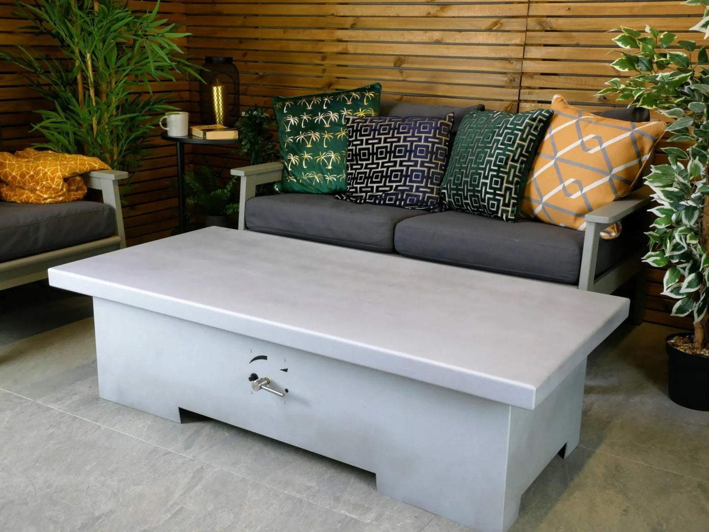 Vulcan β Premium Zinc Rectangle Gas Fire Pit Table