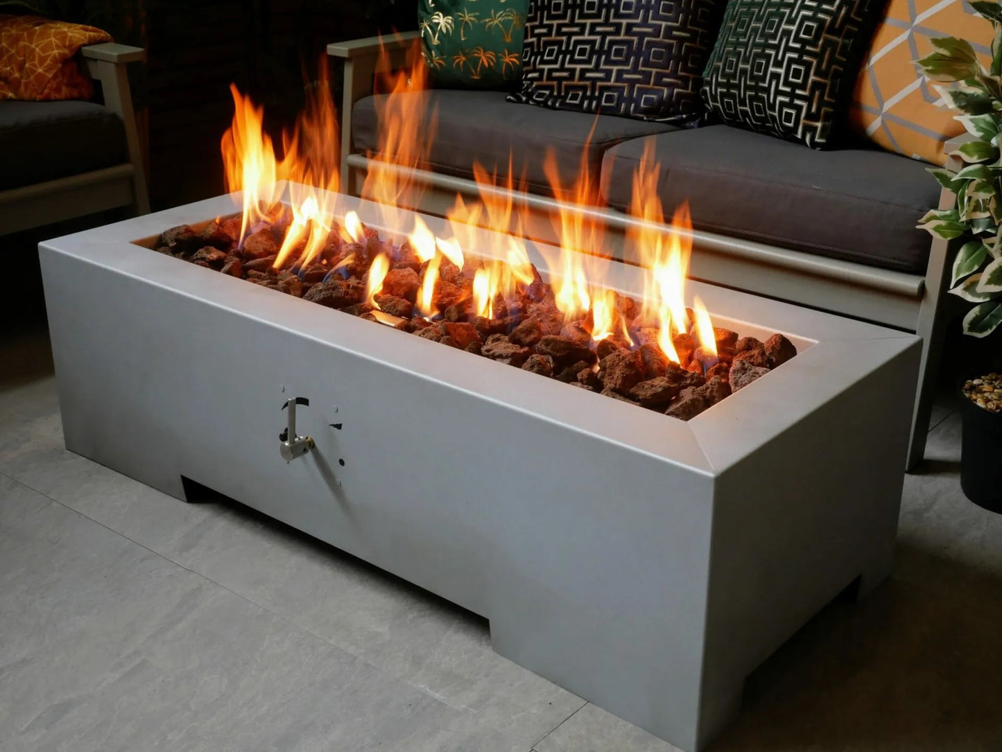 Vulcan β Premium Zinc Rectangle Gas Fire Pit Table