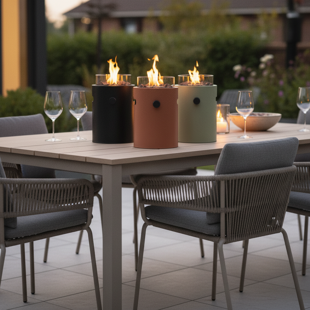 Lumi Steel Outdoor Table Burner with Adjustable Flame - Black