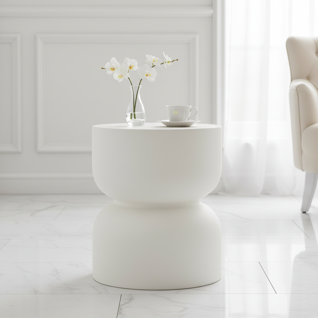 Elementi, Chronos Side Table, Cream White Outdoor/Indoor