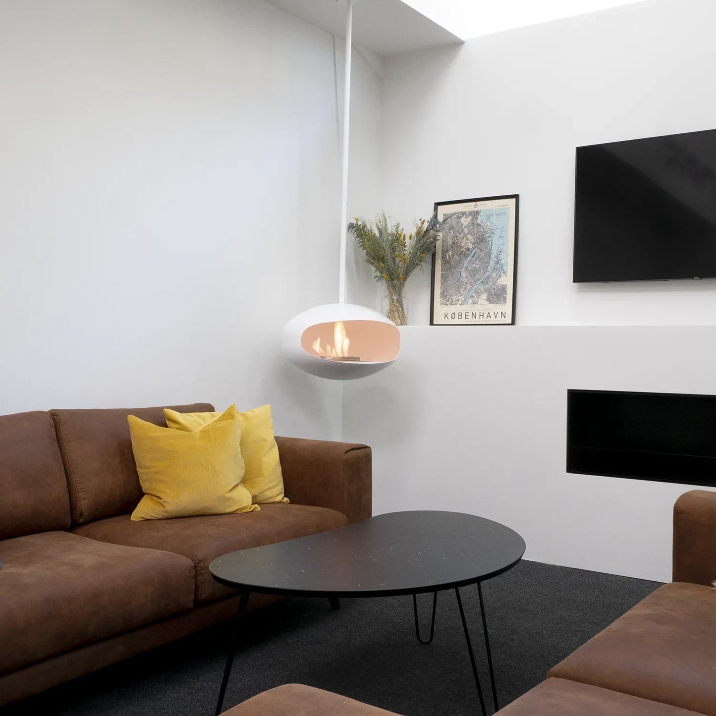 Cocoon Aeris Hanging Bioethanol Fireplace White