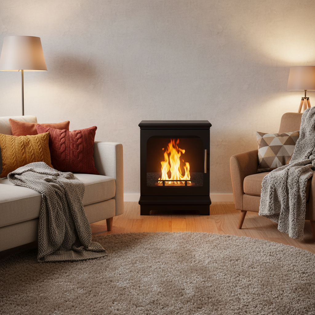 Cosy living room against wall