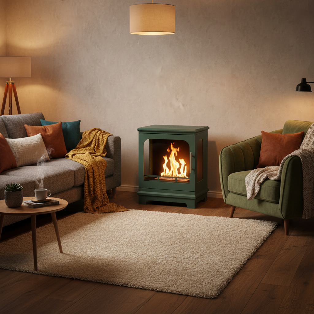 ScandiFlames Honolulu Green Bioethanol Stove – Compact & Stylish Indoor Heating