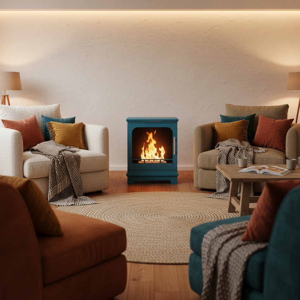 ScandiFlames Honolulu Blue Bioethanol Stove – Compact & Stylish Indoor Heating