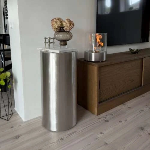Dualis Brushed Steel Bioethanol Fireplace | ScandiFlames