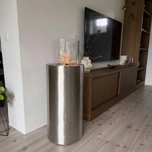 Dualis Brushed Steel Bioethanol Fireplace | ScandiFlames