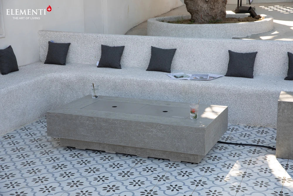 Elementi Plus, Riviera, Fire Table Ligh,t Grey, Concrete Outdoor, Propane / Natural Gas