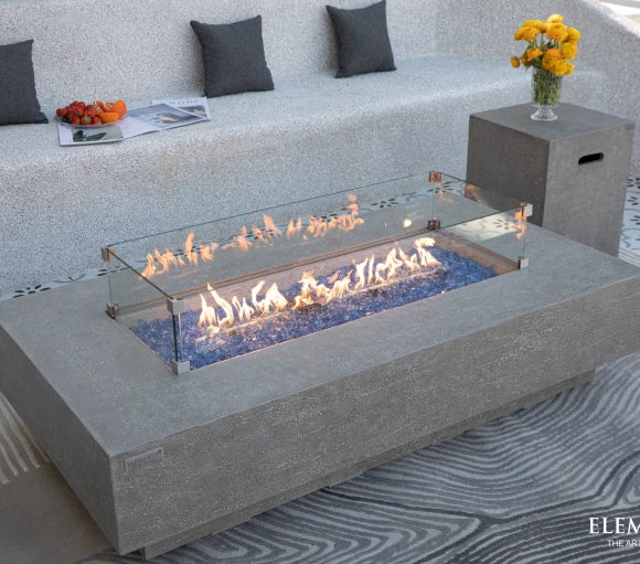 Elementi Plus, Riviera, Fire Table Ligh,t Grey, Concrete Outdoor, Propane / Natural Gas