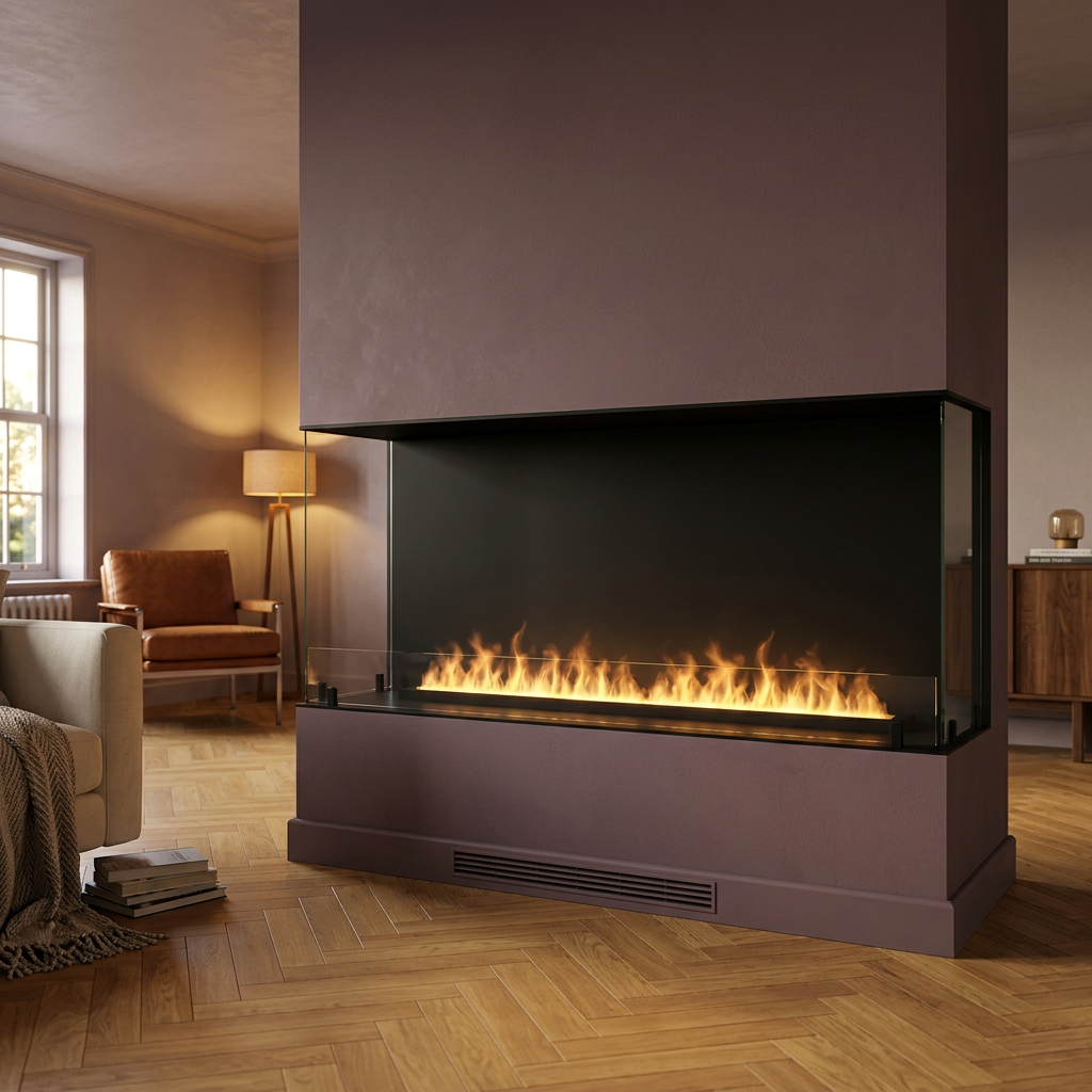 Foco Myst Three 1200 in a warm aubergine living room
