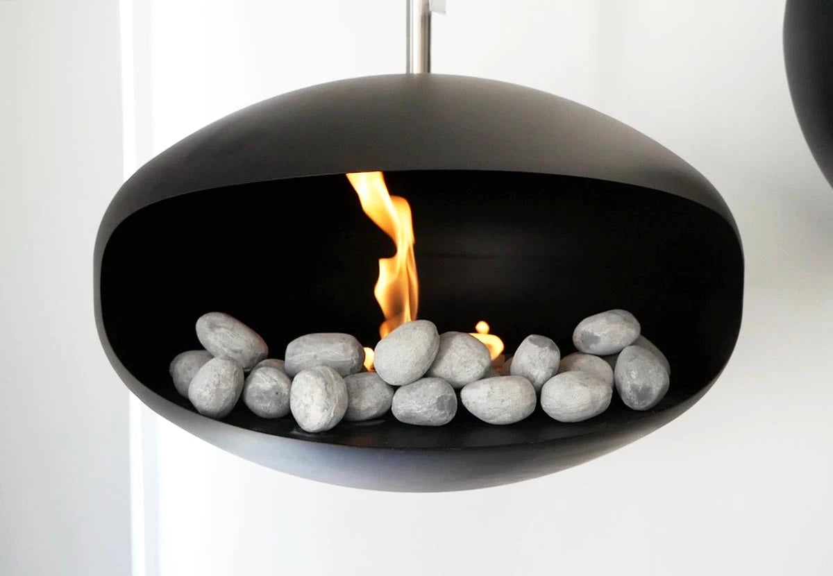 24 Grey Ceramic Pebbles for Bioethanol Fireplaces