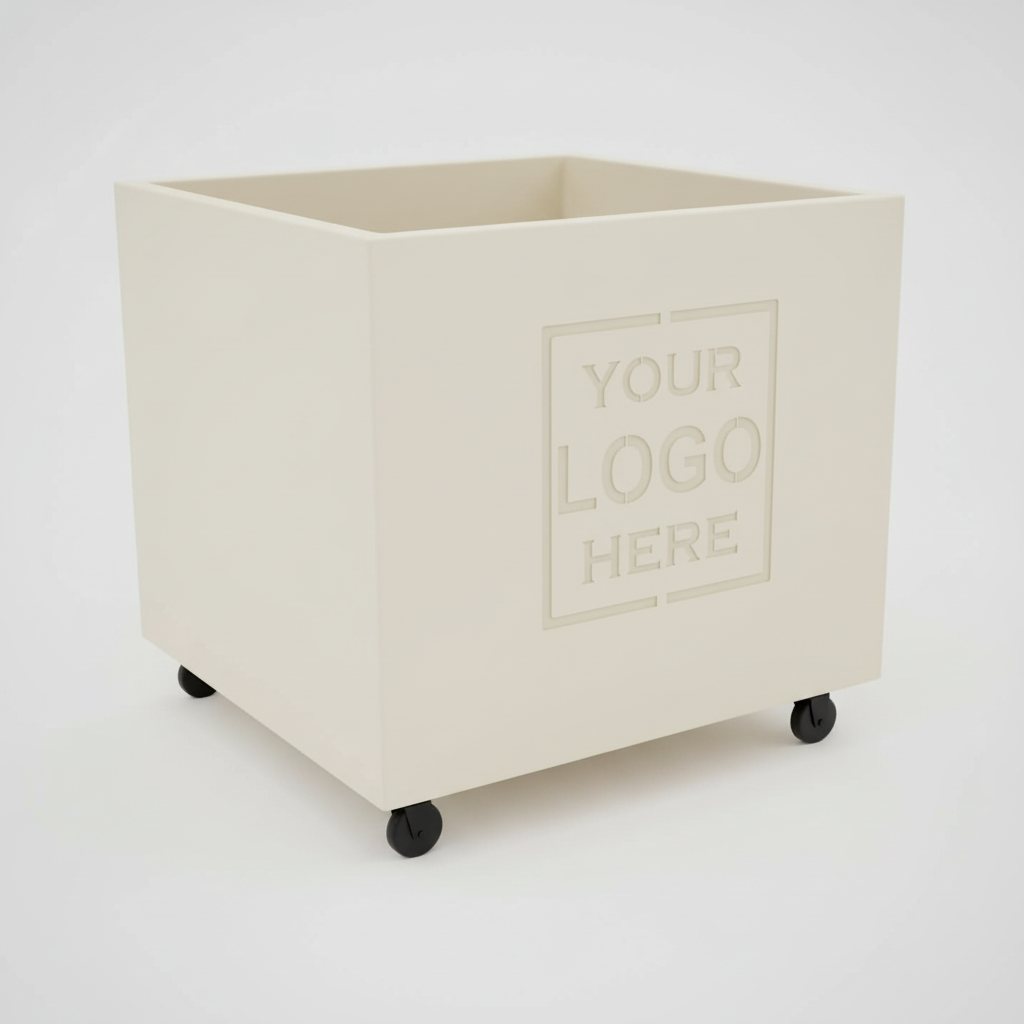 Custom Branded Cube Steel Cafe Barrier Planter