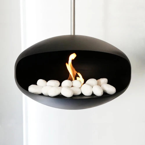 24 White Ceramic Pebbles for Bioethanol Fireplaces