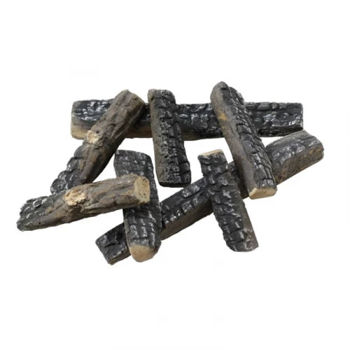 8-Piece Ceramic Wood Decoration for Bioethanol Fireplaces