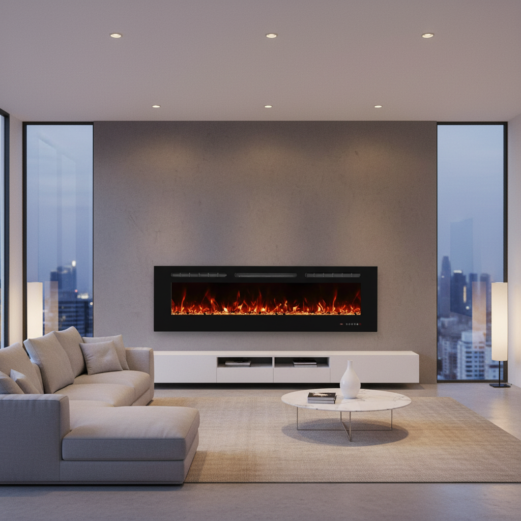Titanite 152 cm Built-In Electric Fireplace – ScandiFlames Black