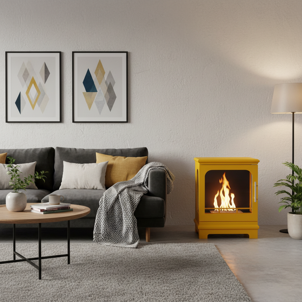 ScandiFlames Honolulu Yellow Bioethanol Stove – Compact & Stylish Indoor Heating