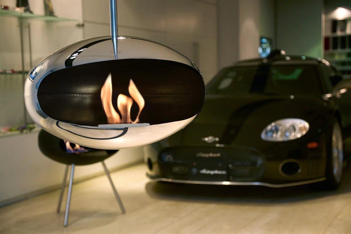 Cocoon Aeris Polished Steel Bioethanol Fireplace