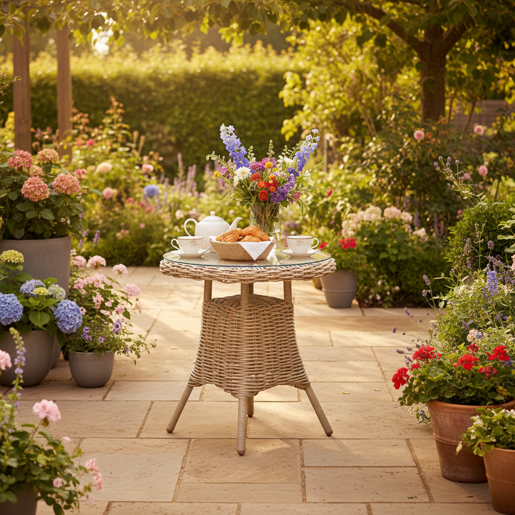 Amalfi Collection Outdoor Bistro Table With Glass Top
