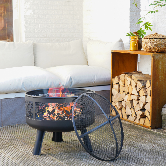 HEAT Alna Fire Pit – Floral Steel Garden Fireplace