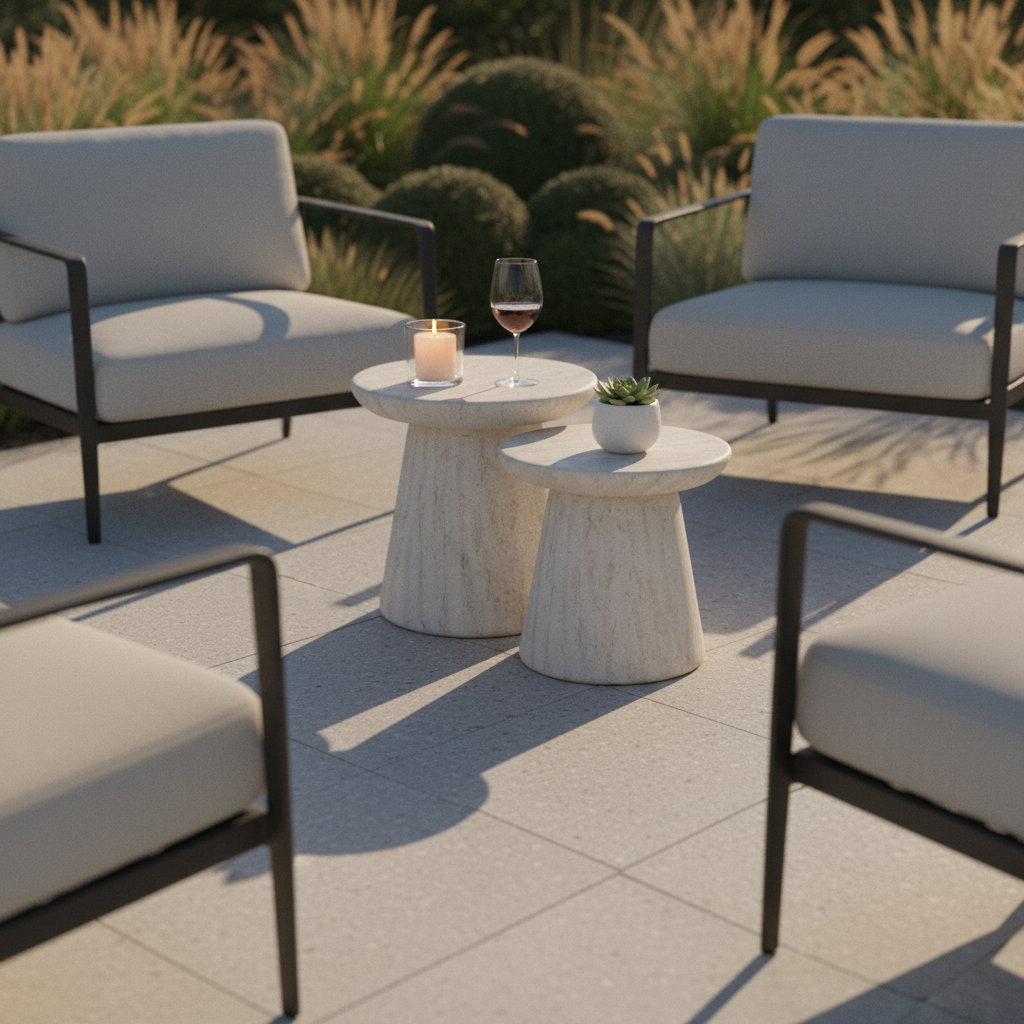 Side tables outdoor dusk