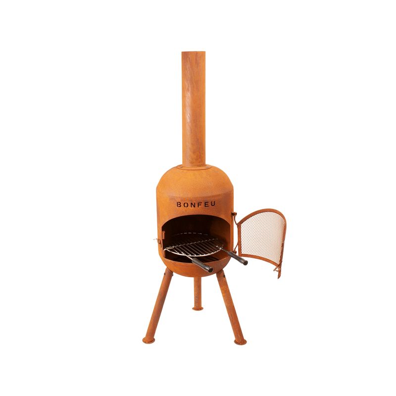 BonFeu, BonSolo, Outdoor Fireplace and Grill, Rust