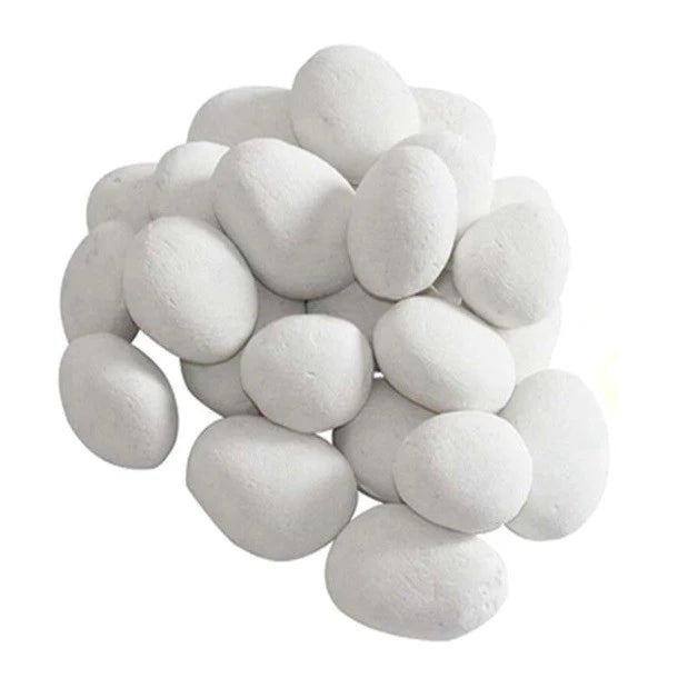 24 White Ceramic Pebbles for Bioethanol Fireplaces