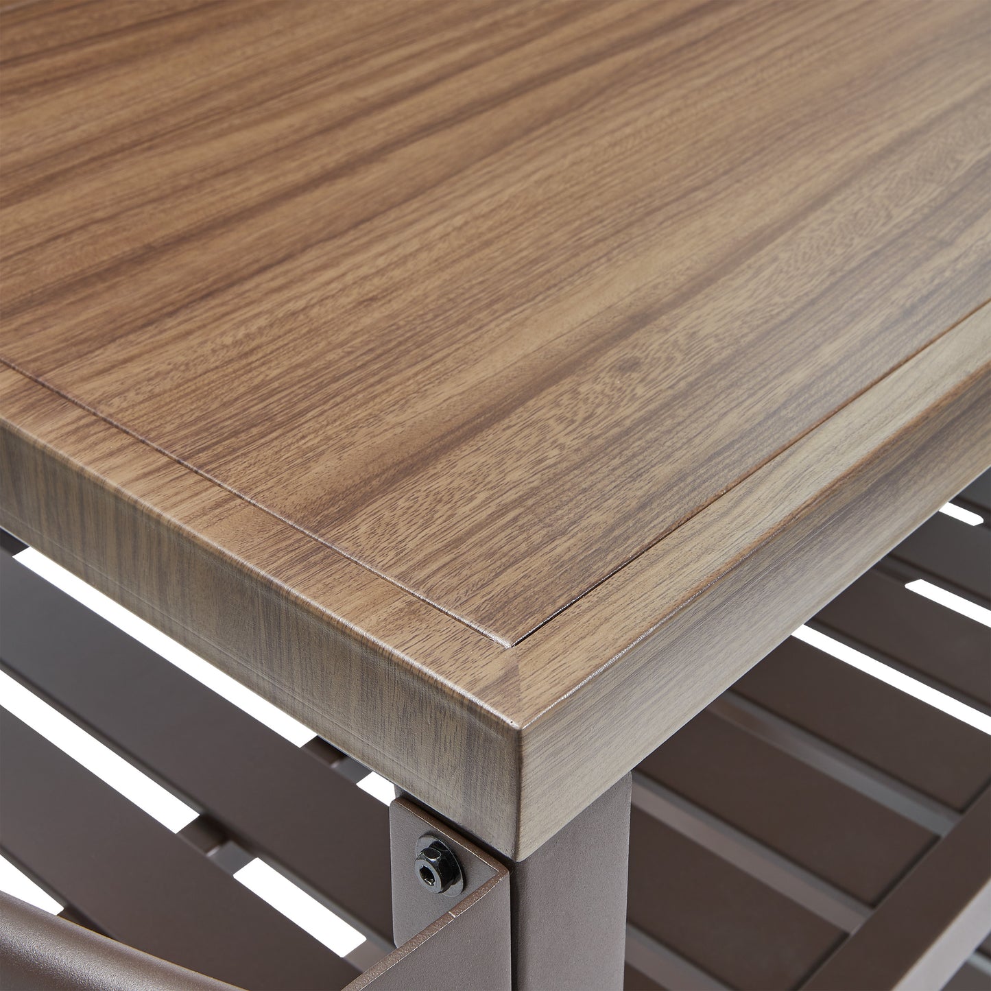 Trolley L Outdoor Serving Station with Wood-Effect Top and Locking Wheels