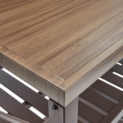 Trolley L Outdoor Serving Station with Wood-Effect Top and Locking Wheels