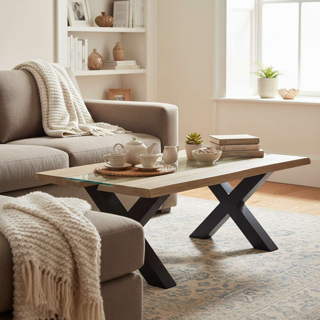 Live Edge Acacia River Indoor Coffee Table – Unique Resin Design