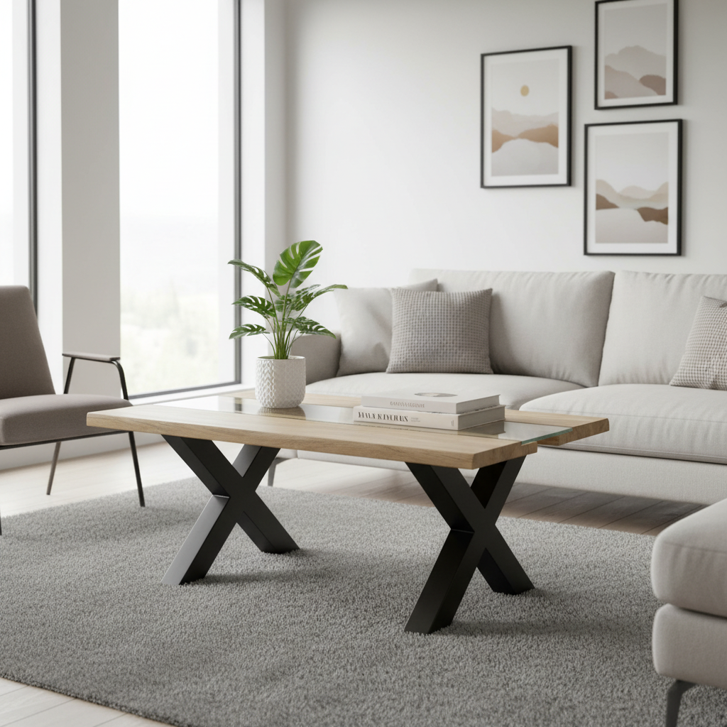 Live Edge Acacia River Indoor Coffee Table – Unique Resin Design