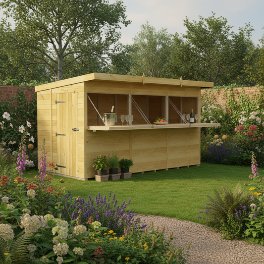 Madagascar 12ft x 6ft Timber Outdoor Bar – Garden Entertaining Hub