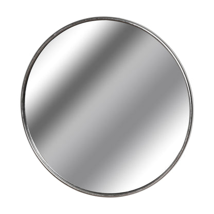 Silver Foil Large Circular Metal Wall Mirror 125 Centimetres