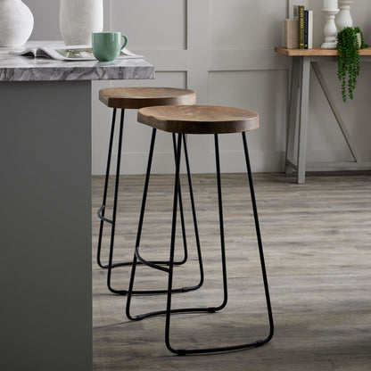 Franklin Hardwood Shaped Bar Stool – Stylish Industrial Bar Seating