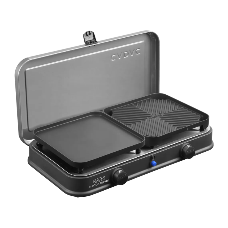 Cadac 2 Cook 2 Pro Deluxe QR Dual Burner Gas Camping Stove with Grill Plates  