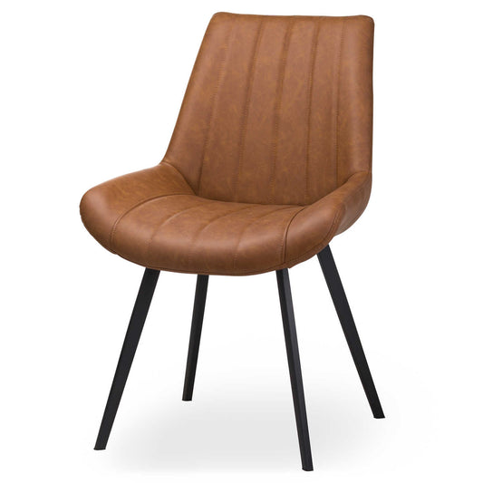 Malmo Tan Dining Chair | Modern Scandi Faux Leather Dining Seat