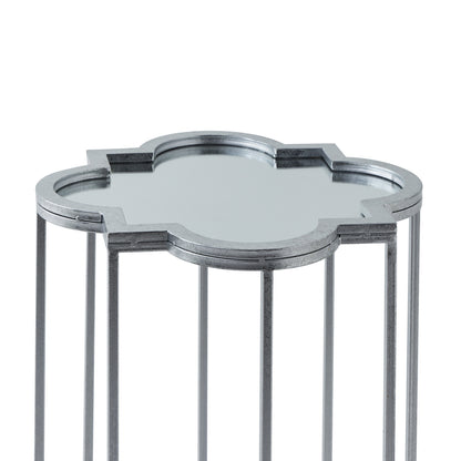 Quarter Foil Mirrored Set Of Two Silver Side Tables