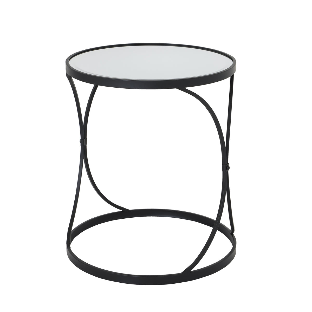 Set Of Two Black Mirrored Side Tables with Stacking Design