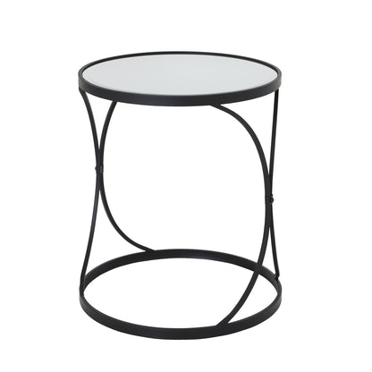 Set Of Two Black Mirrored Side Tables with Stacking Design