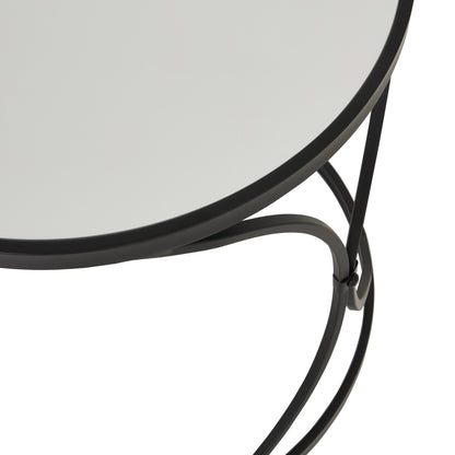 Set Of Two Black Mirrored Side Tables with Stacking Design