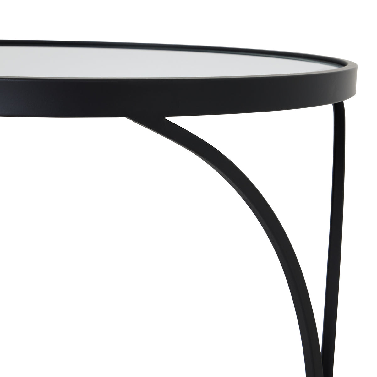 Set Of Two Black Mirrored Side Tables with Stacking Design
