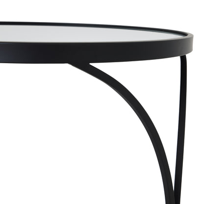 Set Of Two Black Mirrored Side Tables with Stacking Design