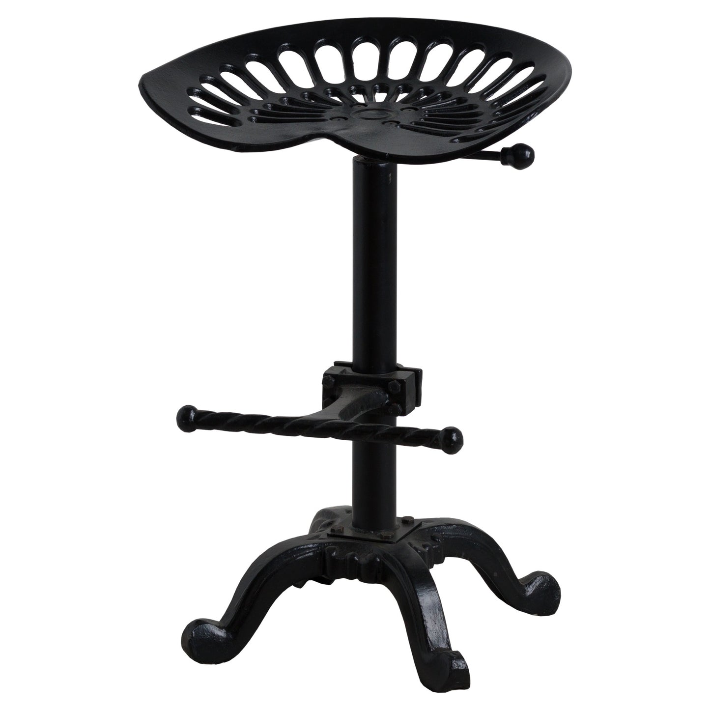 Adjustable Tractor Seat | Black Metal Industrial Bar Stool